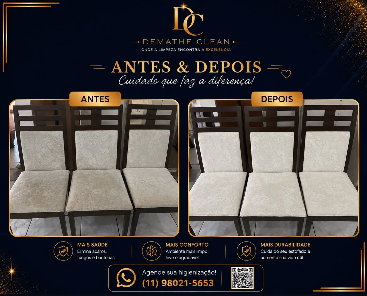 Cadeiras higienizadas